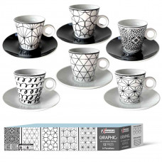 SET 6 TAZZINE CAFFE' GRAPHIC C/PIATTINO (3pz)